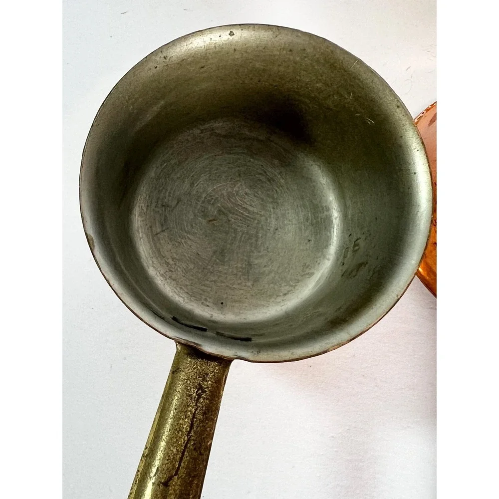 Vintage Copper set of 4 Butter Warmers 2oz Brass Handles saucepan